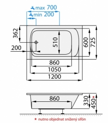 Nízká vana One Santech 120,130,140,150 a 160cm