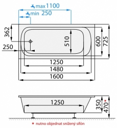 Nízká vana One Santech 120,130,140,150 a 160cm