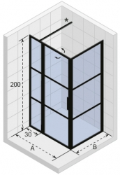 Sprchová zástěna Riho Grid černá  XL