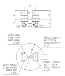 Vodovodní baterie vanová/sprchová vestavěná černá zlato technické parametry