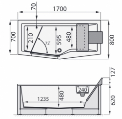 Vana s dvířky Iris 170x80 Santech